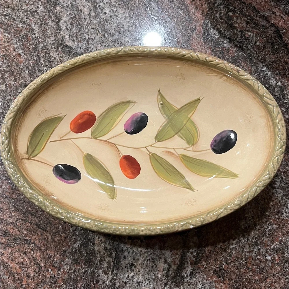 Small Olive Oval Serving Dish